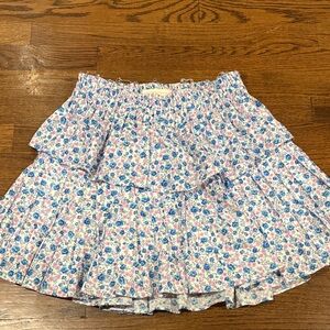 LoveShackFancy Floral Mini Skirt - Blue and Pink